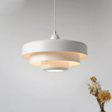 Vintage Layered Shade Pendant Light, Orange Retro Hanging Lamp for Kitchen Island & Seating Area