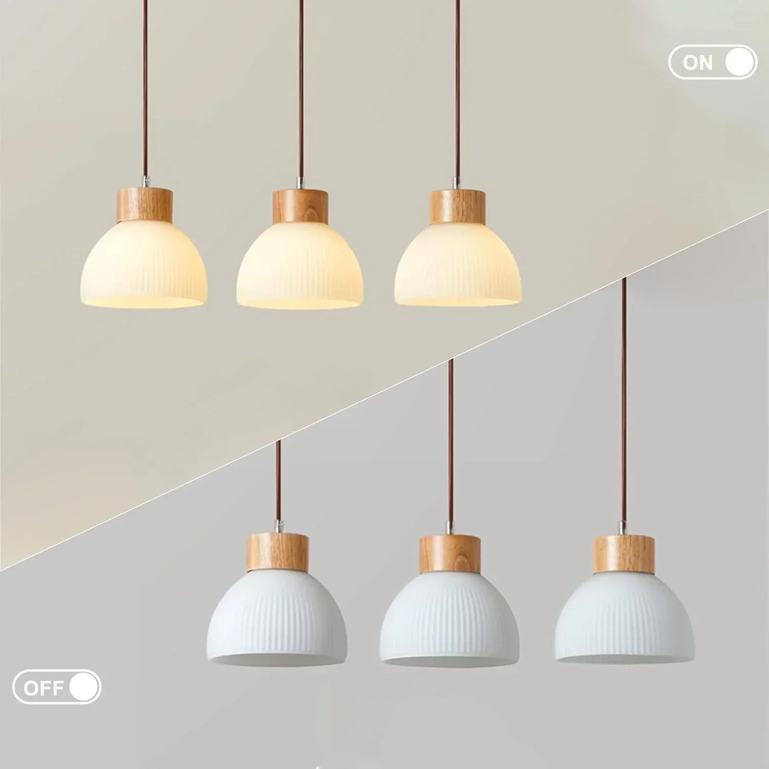Bragi 3-Light White Ribbed Glass Pendant Lamp | Modern Dining Room Light