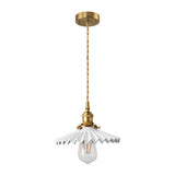 Nordic Vintage Ceramic Pleated Design Brass Led Pendent Lighting For Bedside Dining Table