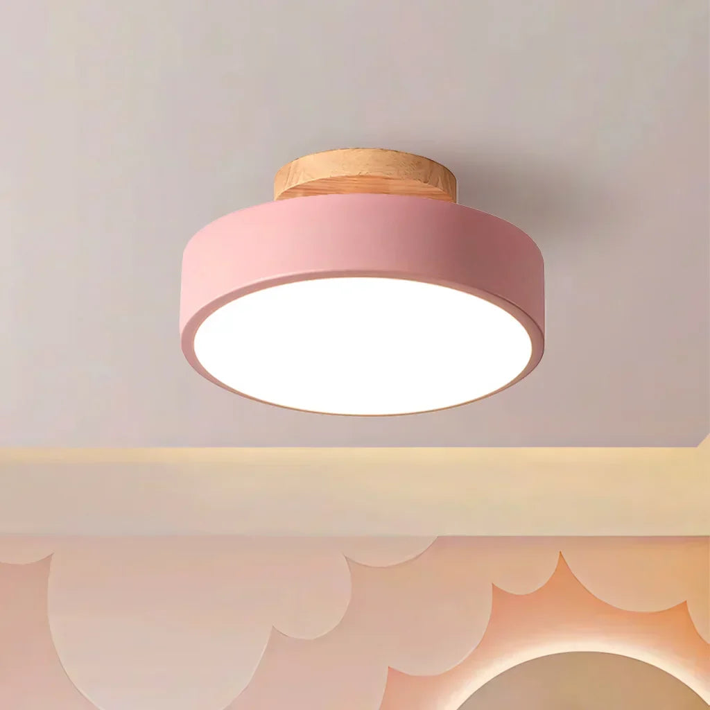Eir Macaron Round Wood Grain Ceiling Lamp | Modern Nordic Flush Mount