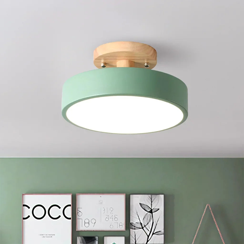 Eir Macaron Round Wood Grain Ceiling Lamp | Modern Nordic Flush Mount