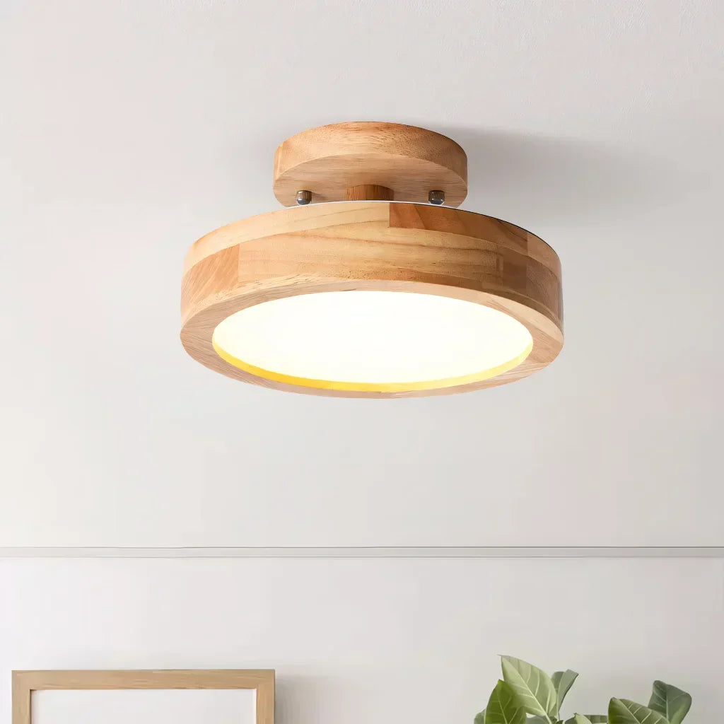 Eir Macaron Round Wood Grain Ceiling Lamp | Modern Nordic Flush Mount
