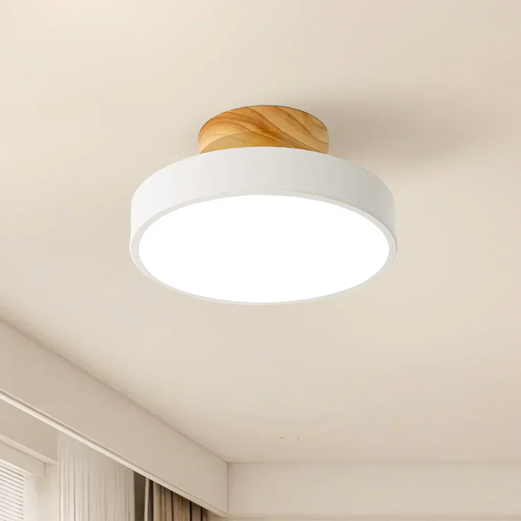 Eir Macaron Round Wood Grain Ceiling Lamp | Modern Nordic Flush Mount