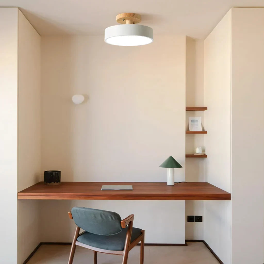 Eir Macaron Round Wood Grain Ceiling Lamp | Modern Nordic Flush Mount