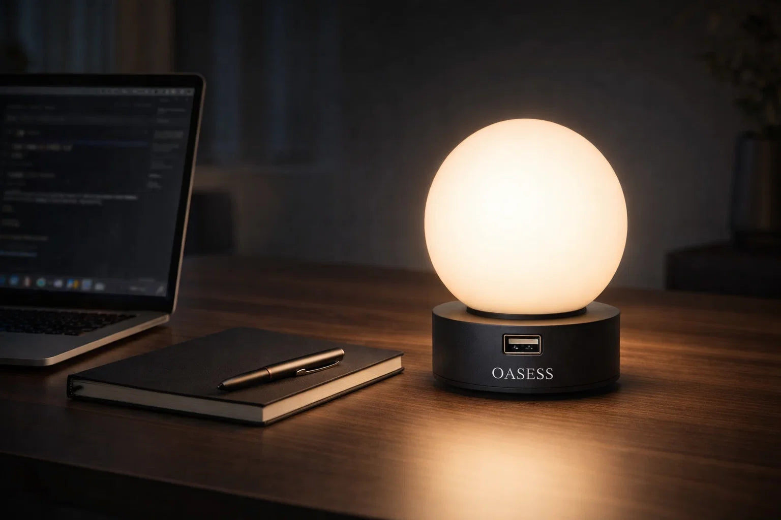 Orange OASESS Sphere USB Table Lamp