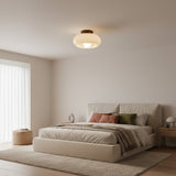 Violetta French Bauhaus Glass Ceiling Lamp | Walnut Wood Mid-Century Light