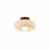 Violetta French Bauhaus Glass Ceiling Lamp | Walnut Wood Mid-Century Light