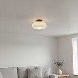 Violetta French Bauhaus Glass Ceiling Lamp | Walnut Wood Mid-Century Light