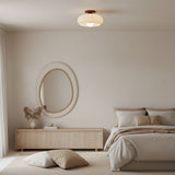 Violetta French Bauhaus Glass Ceiling Lamp | Walnut Wood Mid-Century Light