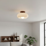 Violetta French Bauhaus Glass Ceiling Lamp | Walnut Wood Mid-Century Light