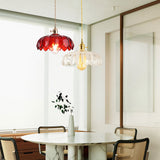 Fay Rustic Tulip Glass Pendant Light | Vintage Ribbed Glass Hanging Lamp