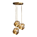 Irregular Lava Texture Glass Shade Copper Simple Post Modern Chandelier