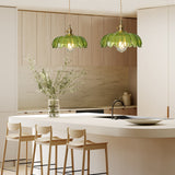 Fay Rustic Tulip Glass Pendant Light | Vintage Ribbed Glass Hanging Lamp
