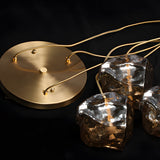 Irregular Lava Texture Glass Shade Copper Simple Post Modern Chandelier