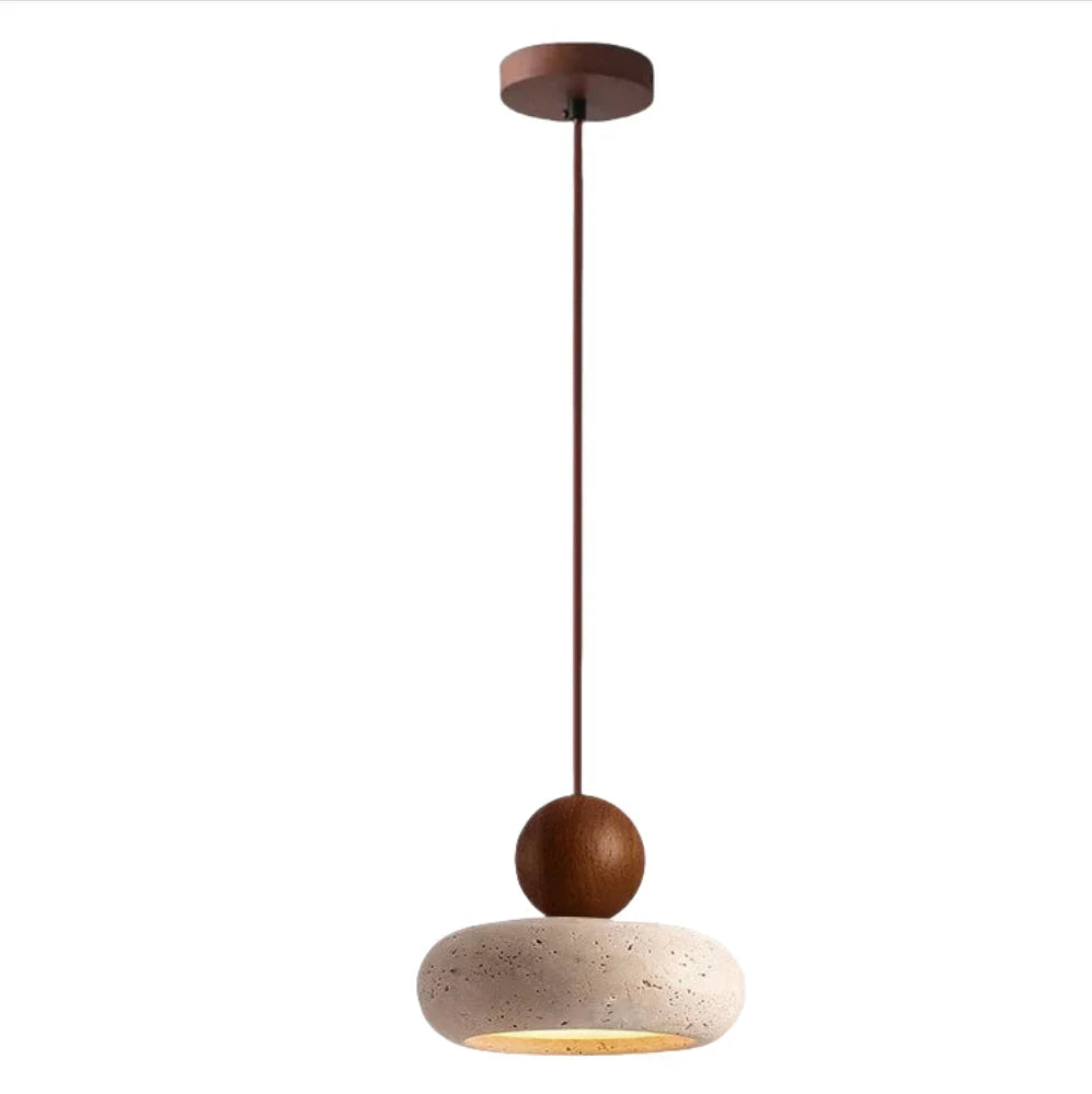 Alvione Bauhaus Natural Travertine Stone Pendant Light | Minimalist Luxe