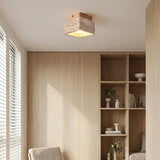 Anisa Modern Square Travertine Ceiling Light - Natural Stone Flush Mount