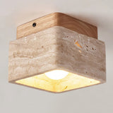 Anisa Modern Square Travertine Ceiling Light - Natural Stone Flush Mount