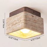 Anisa Modern Square Travertine Ceiling Light - Natural Stone Flush Mount