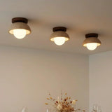 Bjorn Wabi-Sabi Travertine Ceiling Light - Natural Stone & Walnut Wood