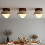 Bjorn Wabi-Sabi Travertine Ceiling Light - Natural Stone & Walnut Wood