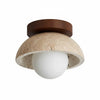 Bjorn Wabi-Sabi Travertine Ceiling Light - Natural Stone & Walnut Wood