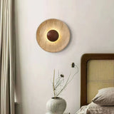 Caedralis Wabi-Sabi Travertine Round Wall Light | Natural Stone Sconce