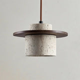 Elindra Nordic Travertine Stone Pendant Light | Natural Stone & Walnut