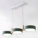 Elvra Modern Macaron 3-Head Pendant Light - Wood & Metal Nordic Style