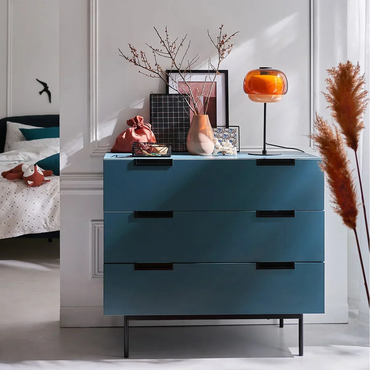 Elvrynor Nordic Colorful Glass Table Lamp | Modern Art Deco Bedside Light