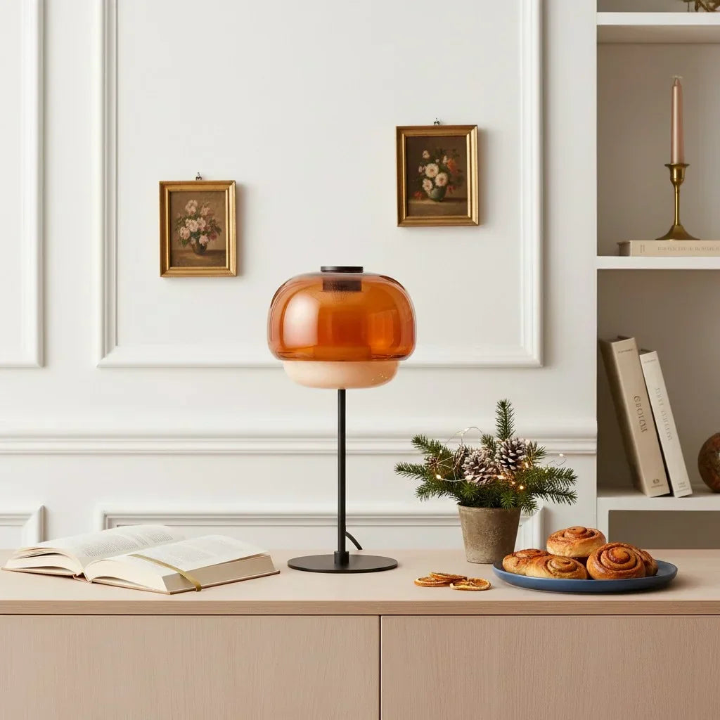 Elvrynor Nordic Colorful Glass Table Lamp | Modern Art Deco Bedside Light