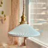 Hecate Pleated Ceramic Pendant Light | Modern Scandinavian Hat Design