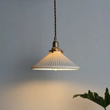 Hecate Pleated Ceramic Pendant Light | Modern Scandinavian Hat Design