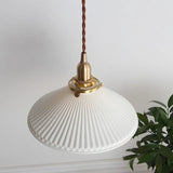 Hecate Pleated Ceramic Pendant Light | Modern Scandinavian Hat Design