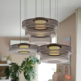 Jonas Nordic Glass Pendant Light - Modern 3-Layer Disc Chandelier
