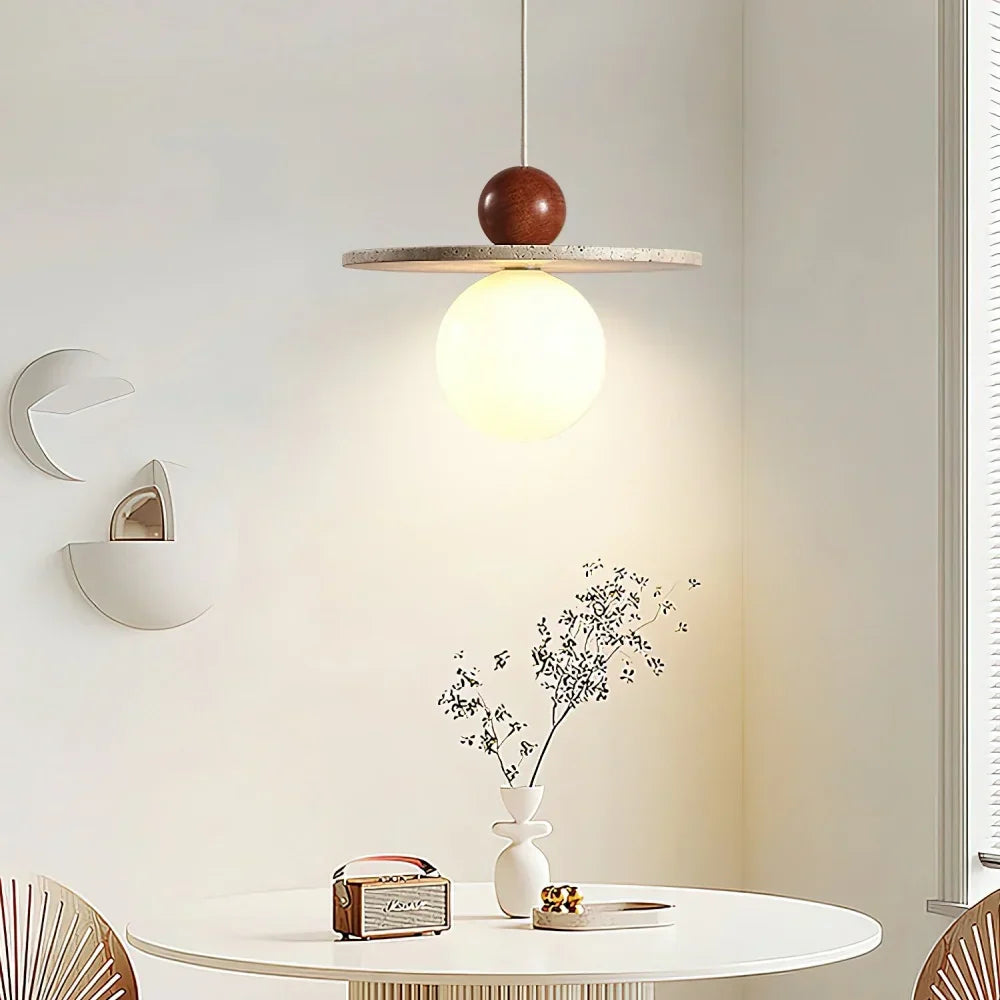Lysira Scandinavia Travertine Disc Pendant Light | Minimalist Stone Lamp