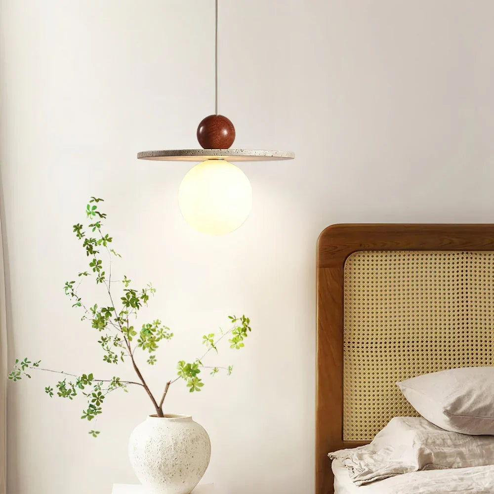 Lysira Scandinavia Travertine Disc Pendant Light | Minimalist Stone Lamp