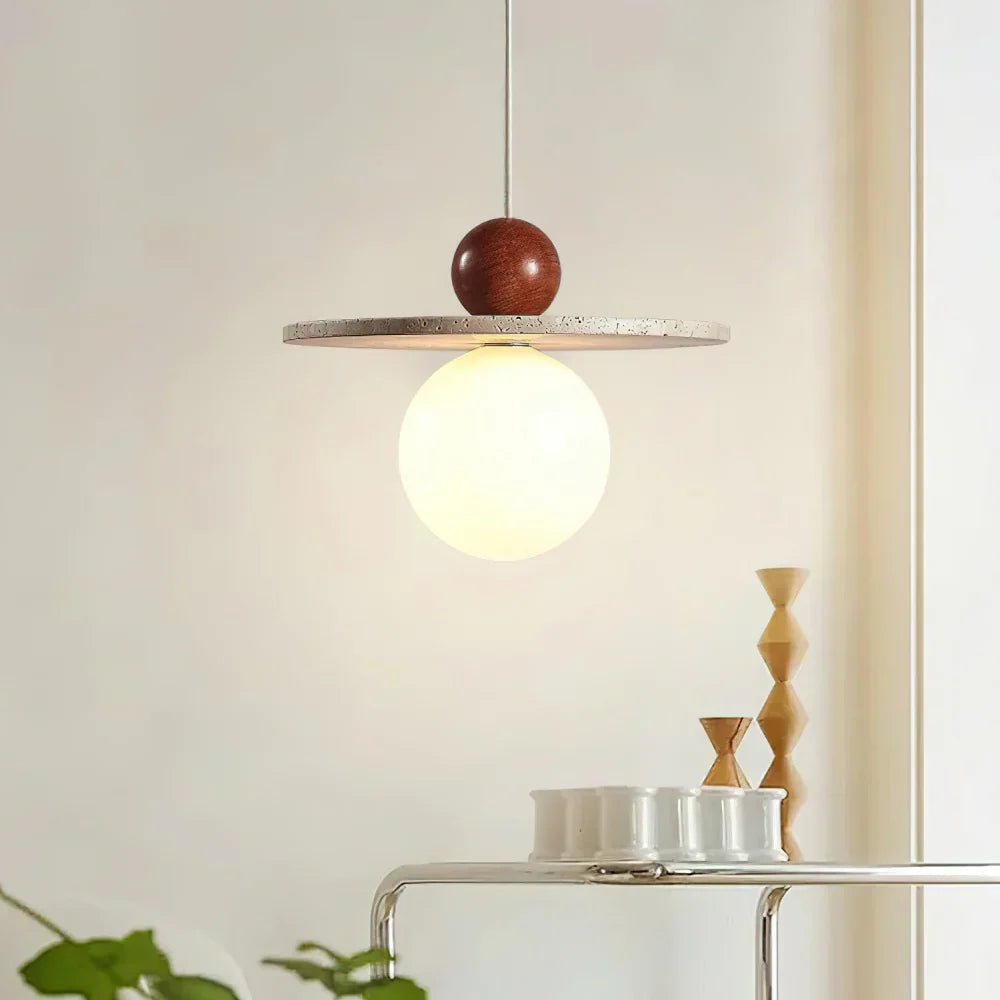 Lysira Scandinavia Travertine Disc Pendant Light | Minimalist Stone Lamp