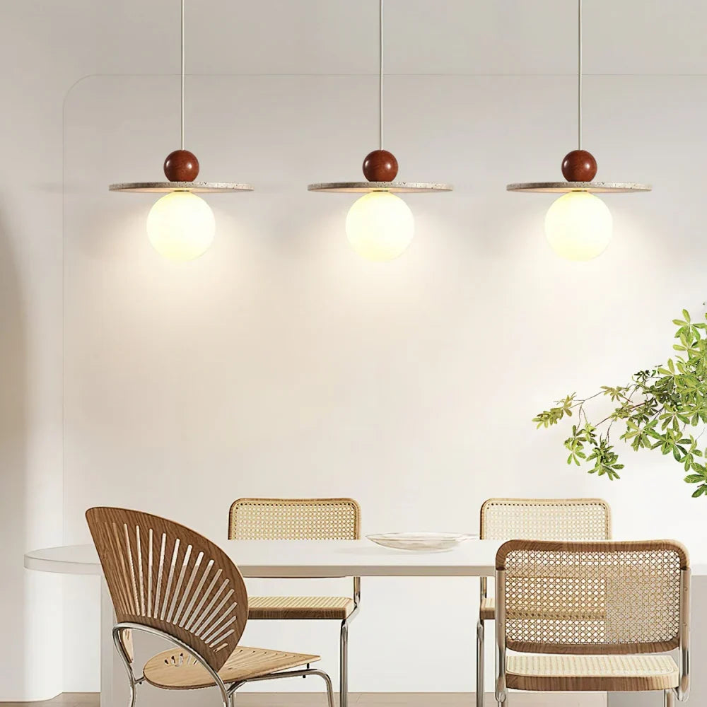 Lysira Scandinavia Travertine Disc Pendant Light | Minimalist Stone Lamp