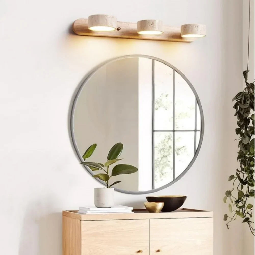 Lysvalen Japandi Rotable Travertine Wall Light - Natural Stone Sconce