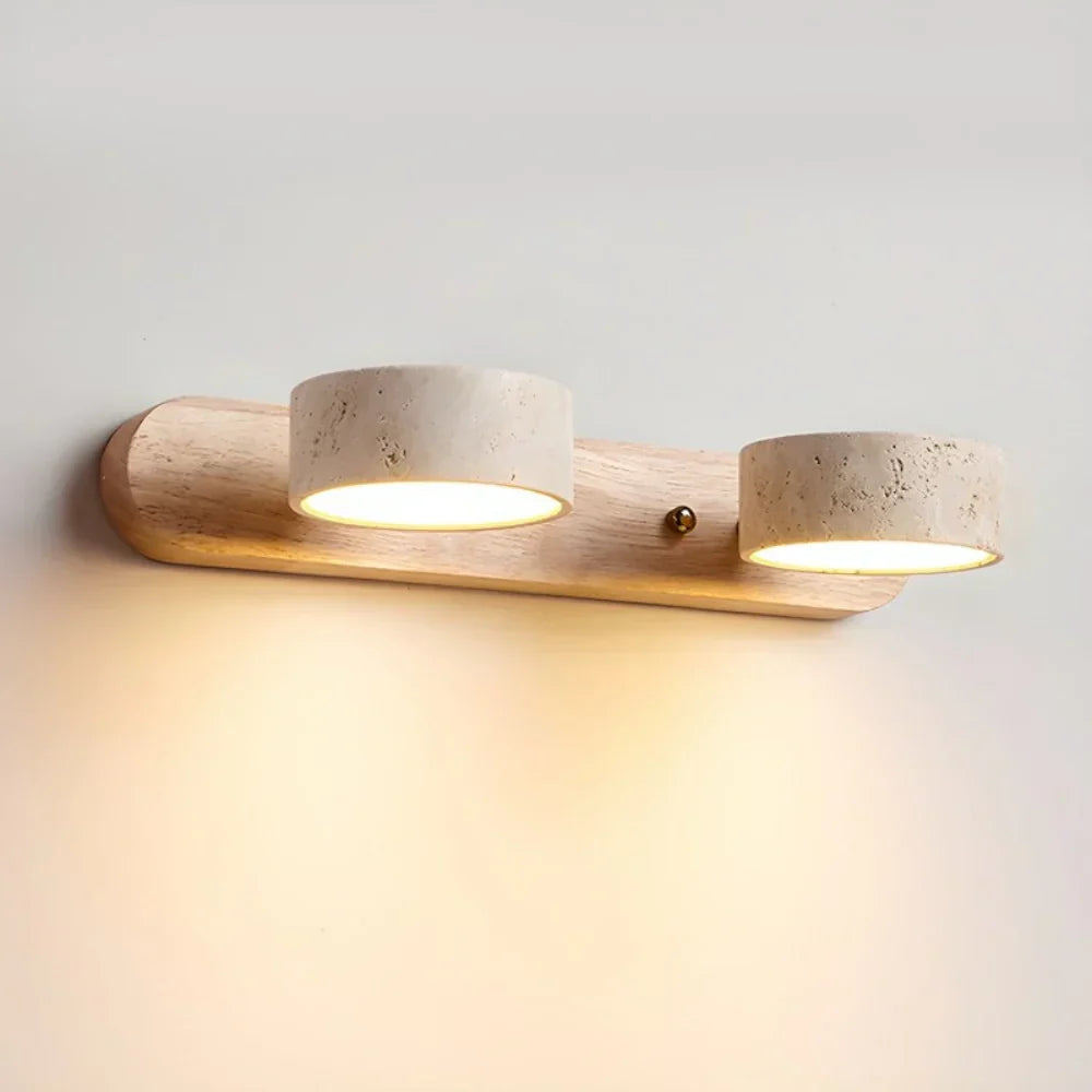 Lysvalen Japandi Rotable Travertine Wall Light - Natural Stone Sconce
