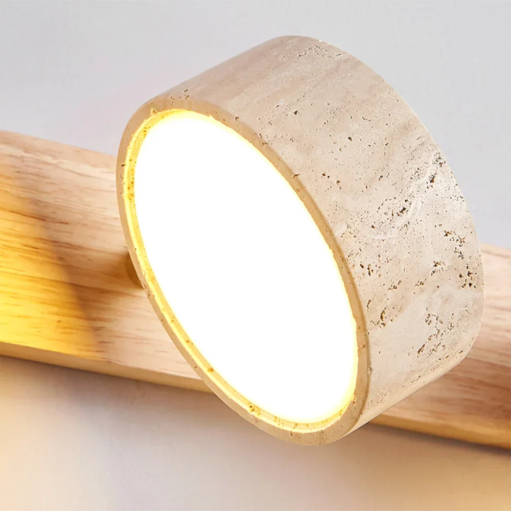 Lysvalen Japandi Rotable Travertine Wall Light - Natural Stone Sconce