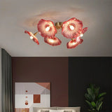 Nivara Lotus Leaf Glass Ceiling Light | Vintage Pastoral Flush Mount