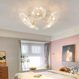 Nivara Lotus Leaf Glass Ceiling Light | Vintage Pastoral Flush Mount