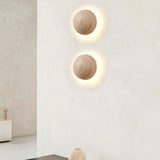 Ralvion Nordic Travertine Round Wall Light - Natural Stone Minimalist Sconce