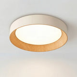 Ronan Minimalist Round LED Flush Mount Ceiling Light | Modern Wood Finish