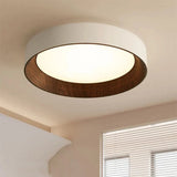 Ronan Minimalist Round LED Flush Mount Ceiling Light | Modern Wood Finish