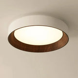 Ronan Minimalist Round LED Flush Mount Ceiling Light | Modern Wood Finish