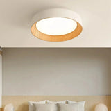 Ronan Minimalist Round LED Flush Mount Ceiling Light | Modern Wood Finish