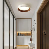 Ronan Minimalist Round LED Flush Mount Ceiling Light | Modern Wood Finish
