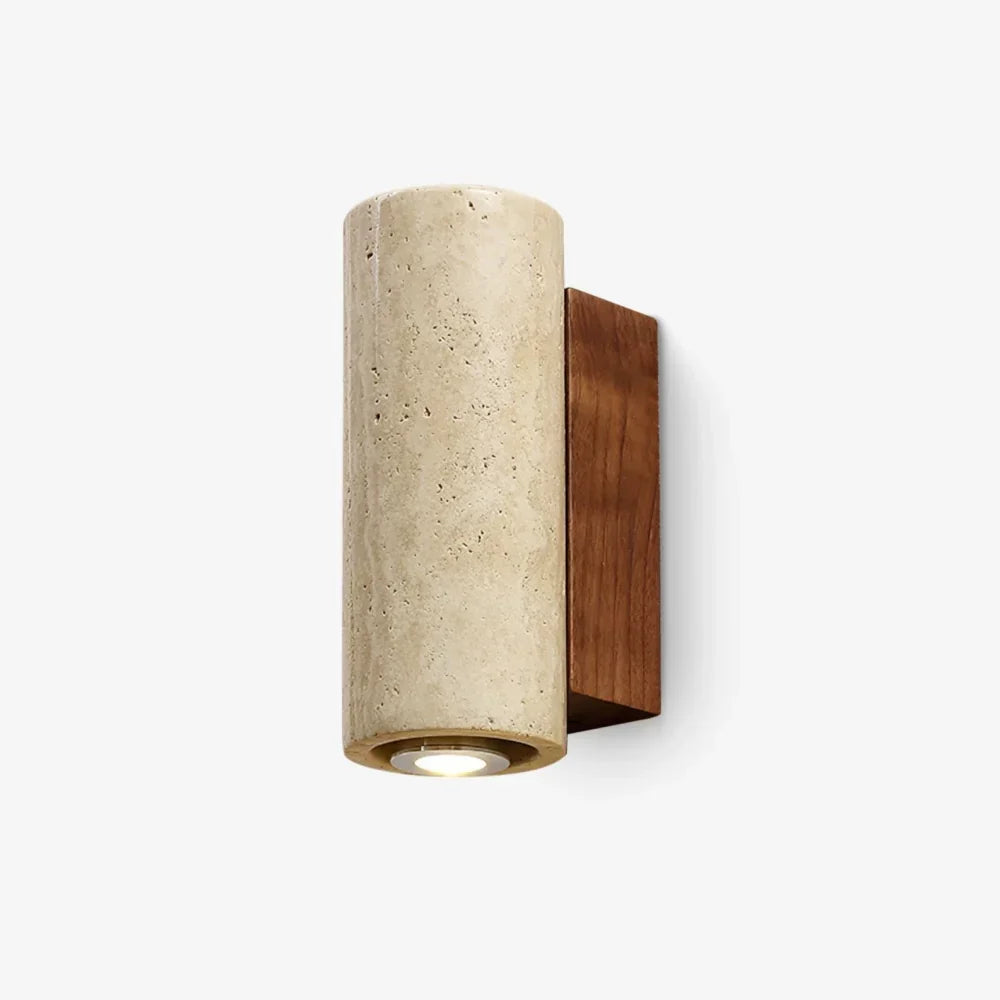 Sylvenna Vintage Column Travertine Wall Light | Natural Stone Sconce